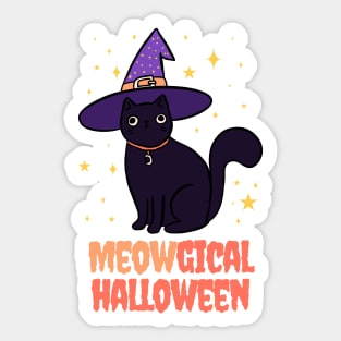 Meowgical halloween a funny halloween pun for cat lovers Sticker